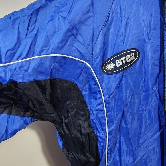 Errea Italia Men's SZ XL Blue Full Zip Pockets Quilted Lined Hood Winter Jacket - Picture 8 of 16